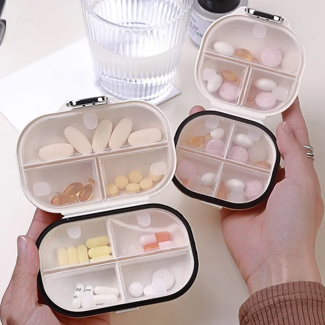 Ferða pillubox m/ merkimiðum