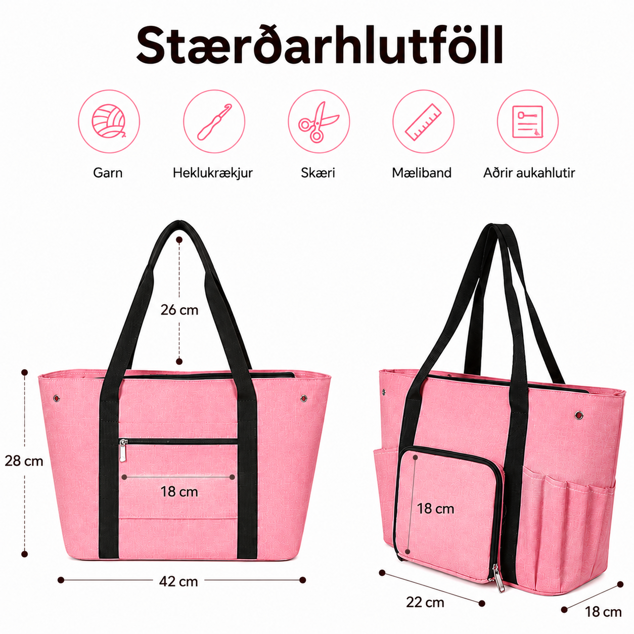 Prjónataska 40x28 / 3 litir