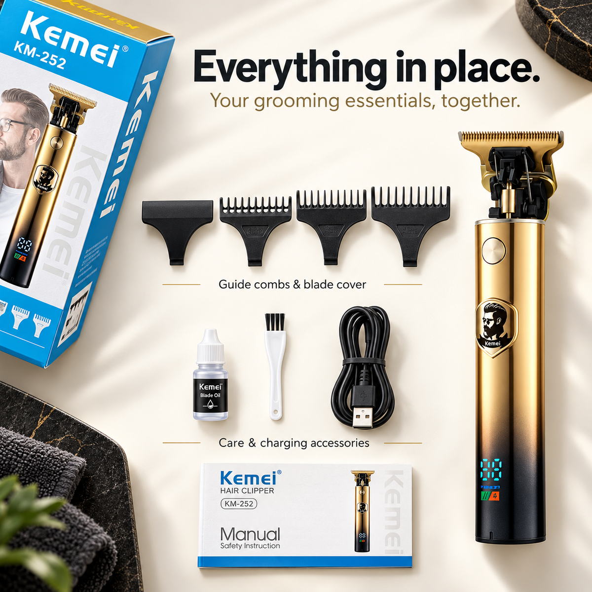 Kemei KM-252 hár & skeggsnyrtir