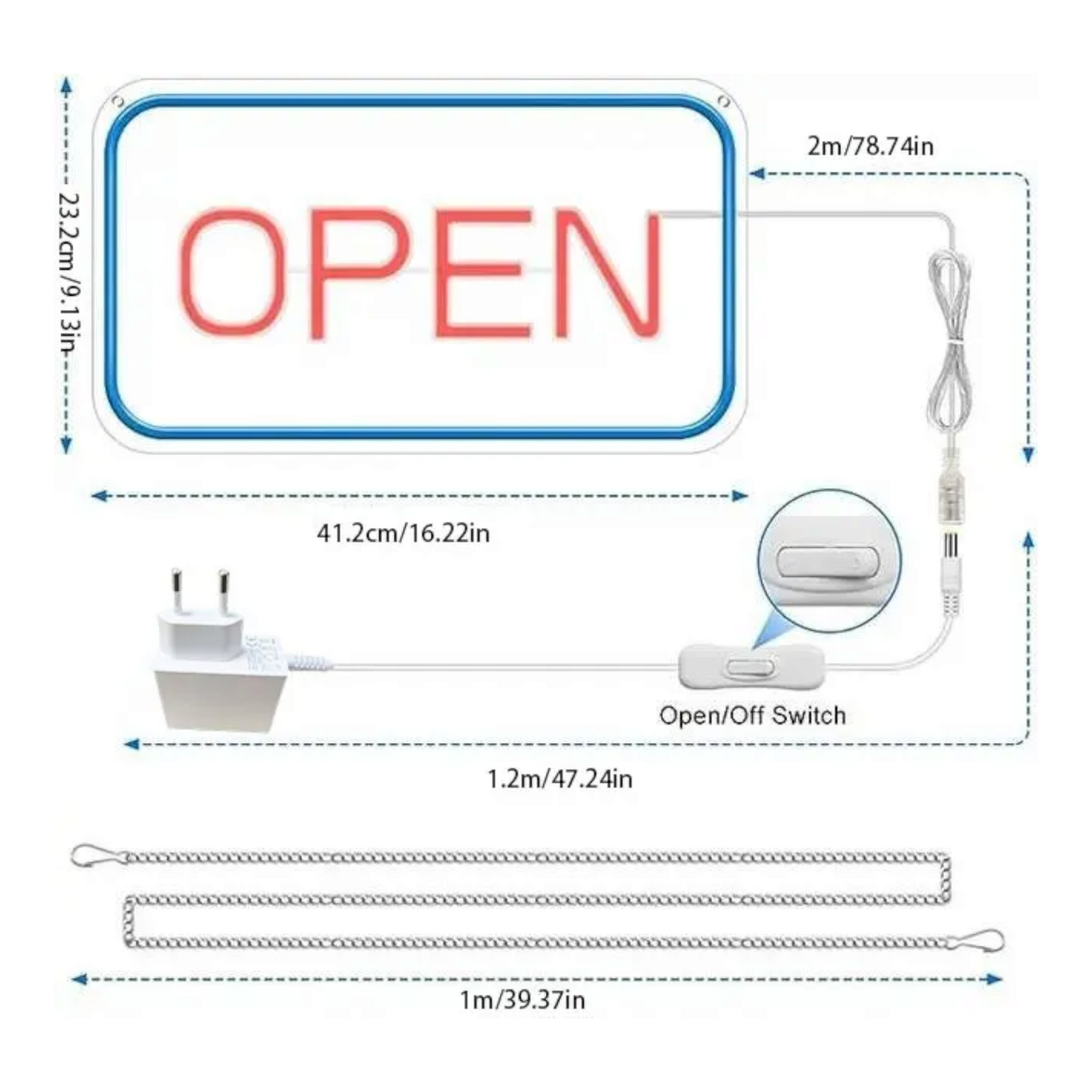 NEON LED 'Open' skilti (sjáðu myndbandið)