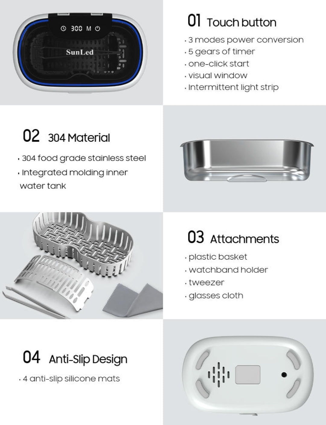 Sunled Ultrasonic Hreinsitæki (sjáðu myndbandið)