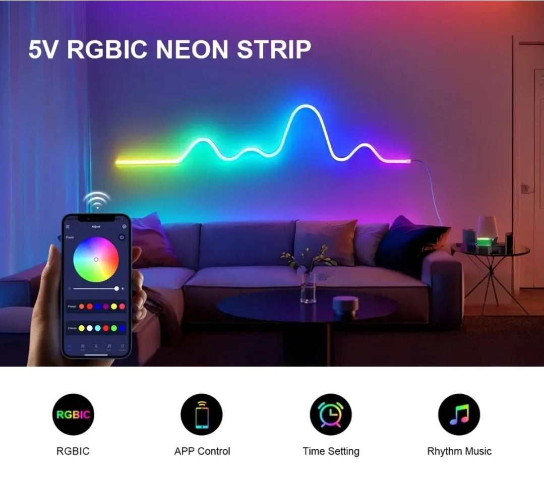 LED Neon RGBIC borði / 5-10 metra