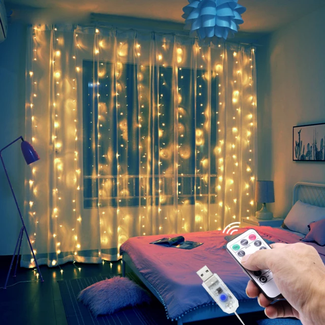 LED gardínu sería (warm birta) (2 stærðir)