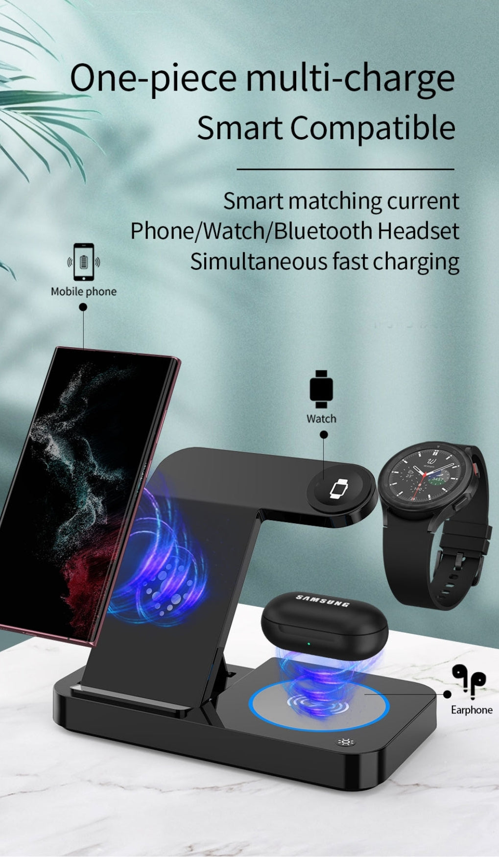 Android hleðslustöð 3 in 1 (sjáðu myndbandið)