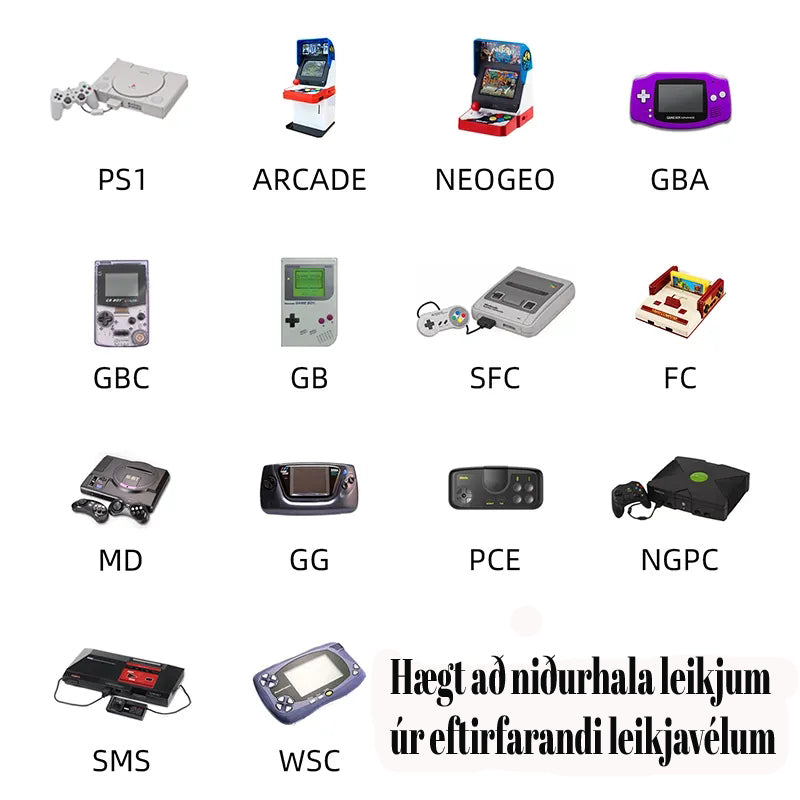 Anbernic leikjatölva m/ 5000 leikjum (sjáðu myndbandið)