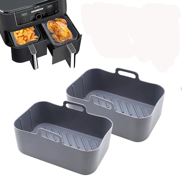 Air fryer sílikon bakkar (kassalaga) (2 í pakka)