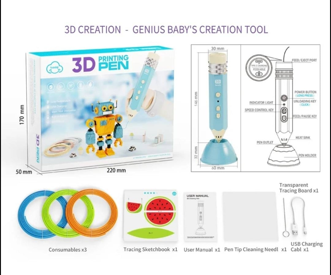 3D printing pen // Ný útgáfa (sjáðu myndbandið) FORPÖNTUN