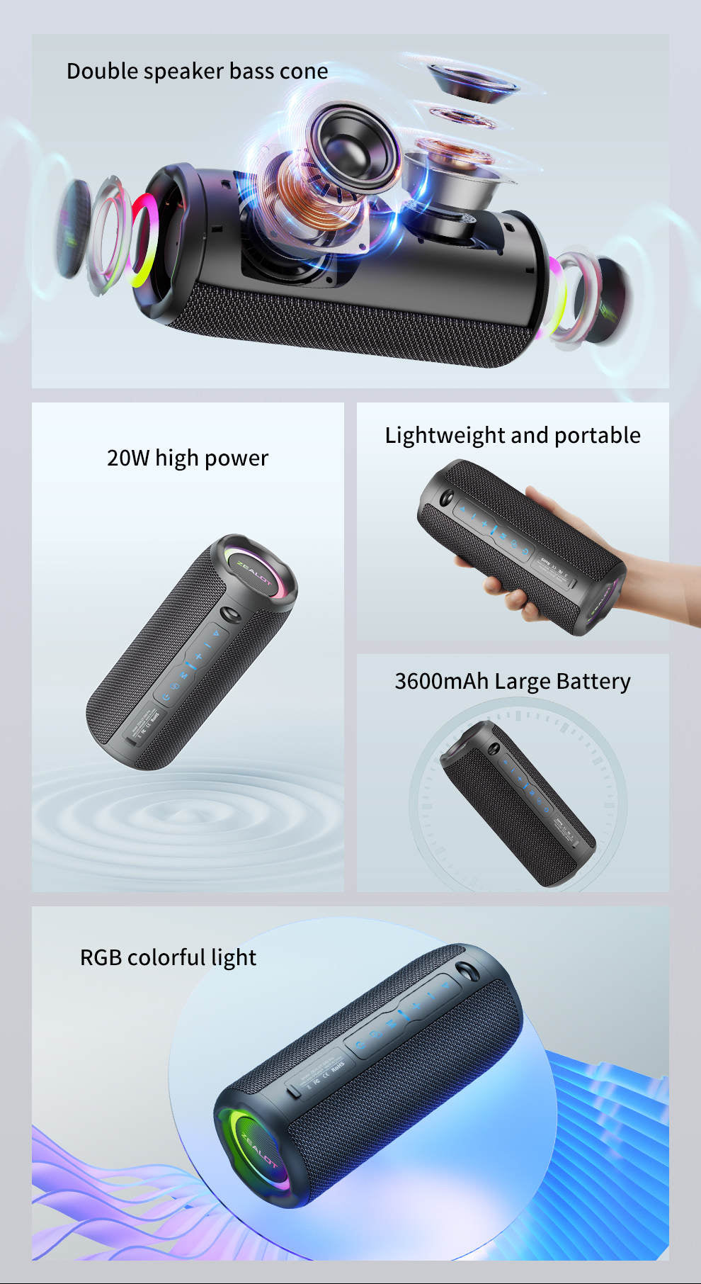 Zealot S49 PRO hátalari / 3 litir