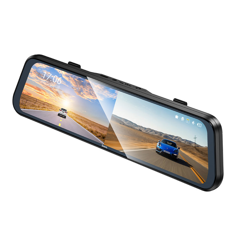 Hoco DV16 Dual channel dashcam m/ baksýnisspegil m/ snertistjórnun