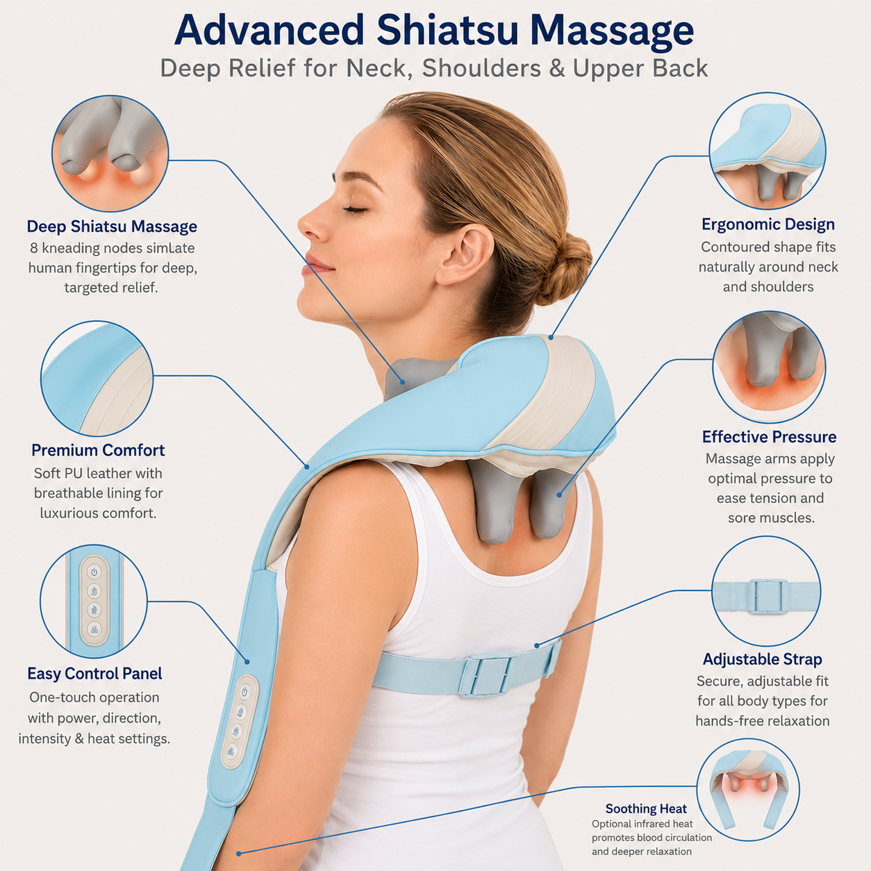 Emoka Shiatsu nuddtæki m/ hitastýringu // FORPÖNTUN