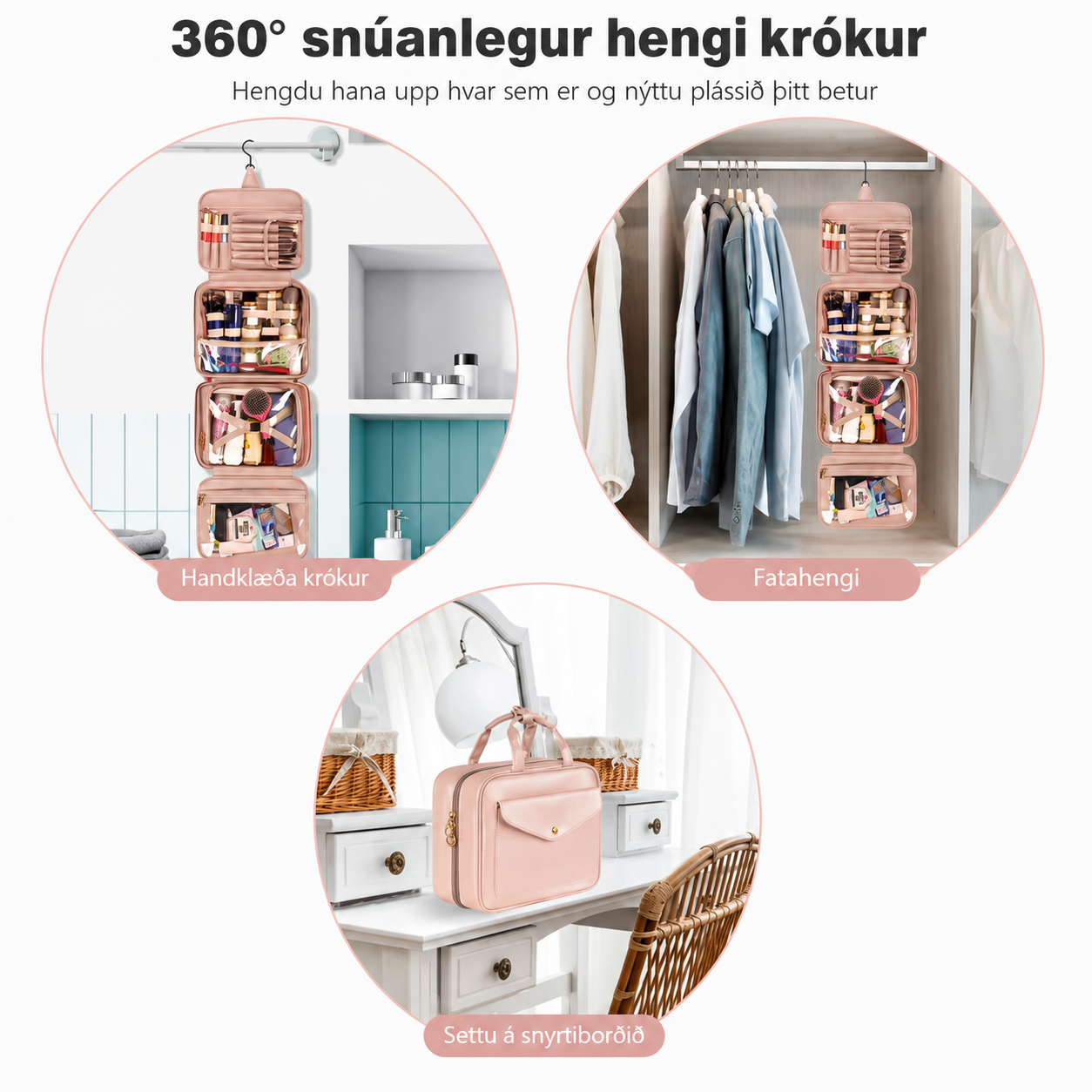 Snyrtitaska / Stór / PU leður / 2 litir