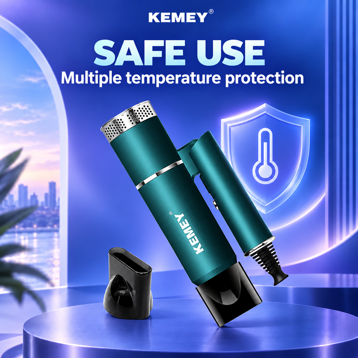 Kemey KM-9825 samanbrjótanlegur ferðahárblásari // FORPÖNTUN