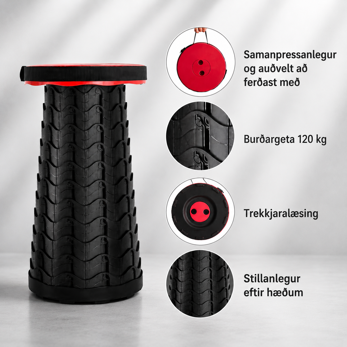 Samanbrjótanlegur ferðakollur / 3 litir