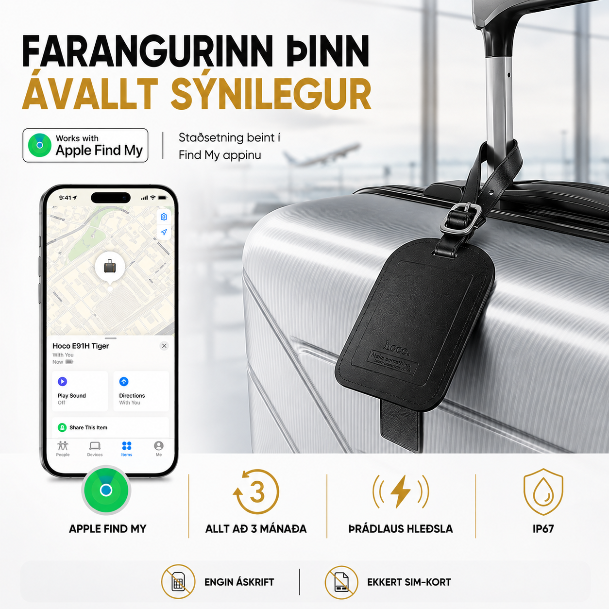 Hoco Tag merkispjald m/ rekjara // FORPÖNTUN