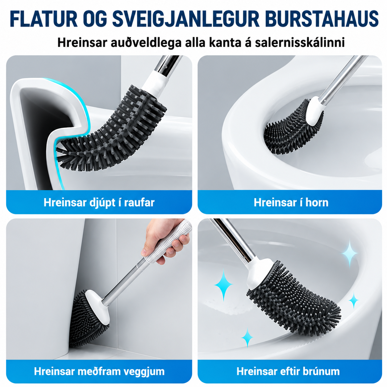 Shellmer sílikon klósettbursti / 4 litir