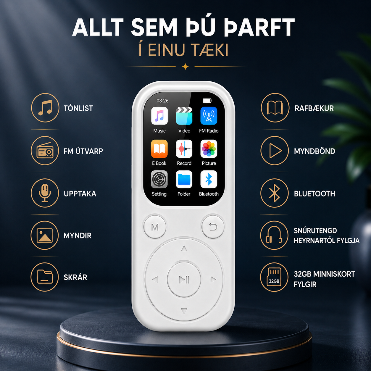 MP3 margmiðlunarspilari m/ minniskorti