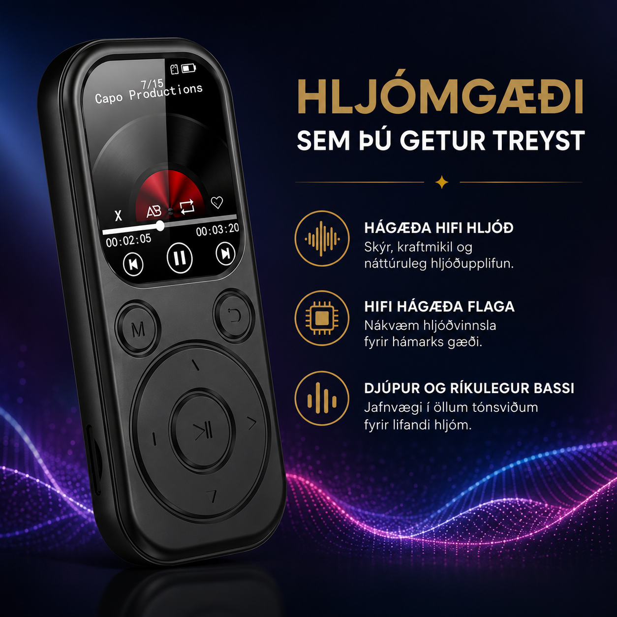 MP3 margmiðlunarspilari m/ minniskorti