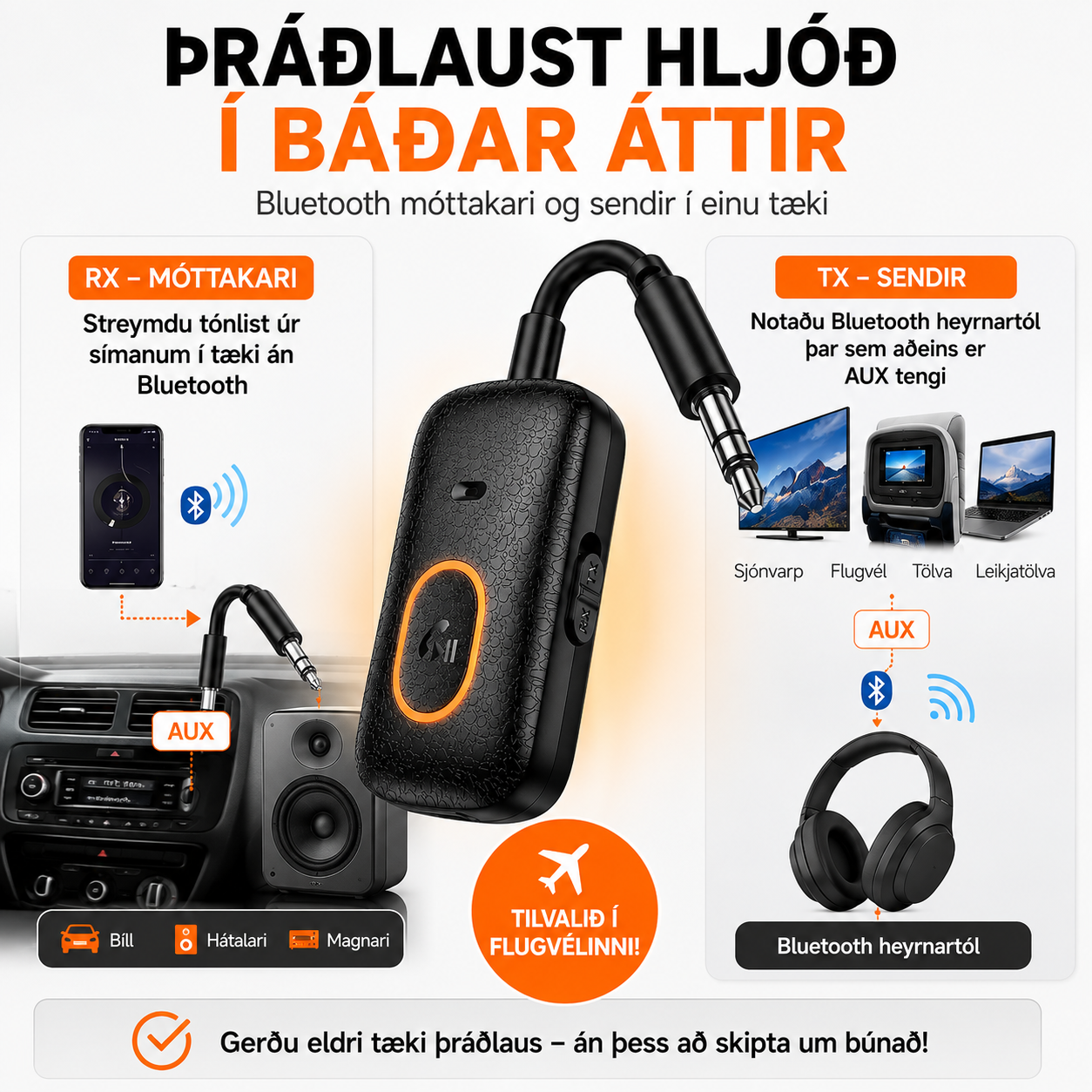 Hoco E151 Bluetooth sendir & móttakari