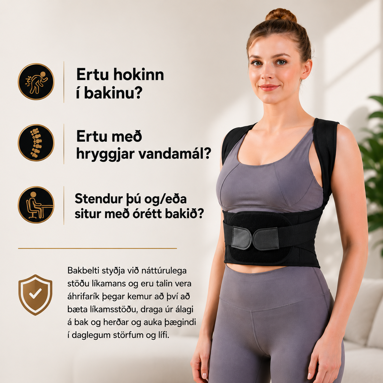 Bakbelti m/ stuðning
