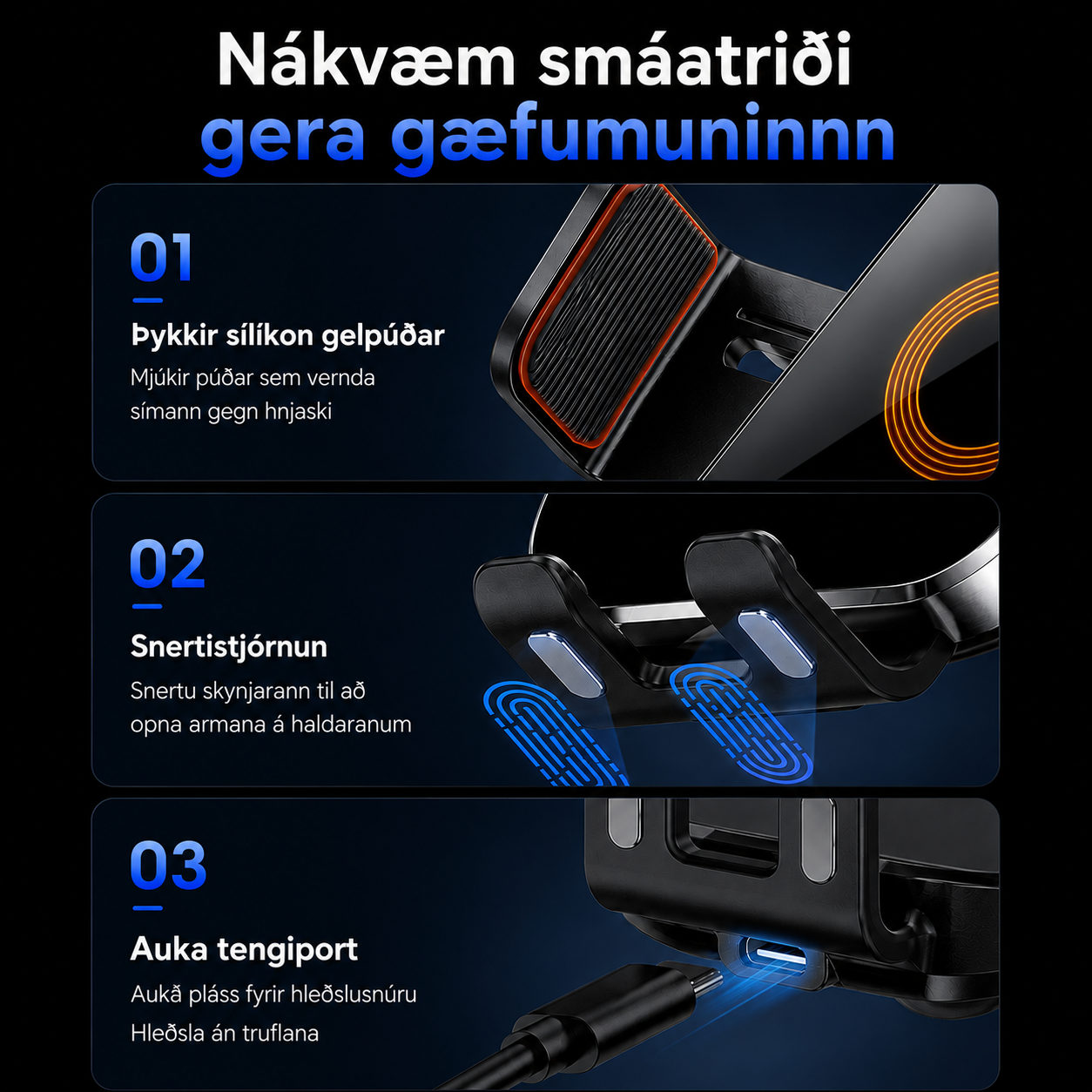 Símahleðslustandur f/ farartæki