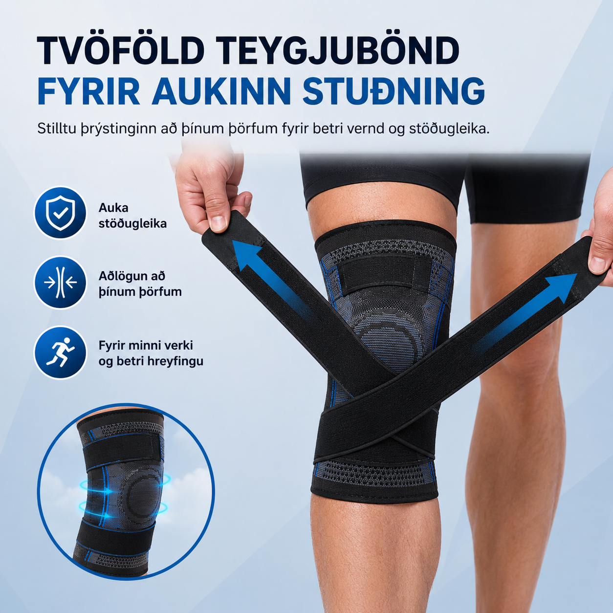Hnéhlíf m/ teygjuböndum