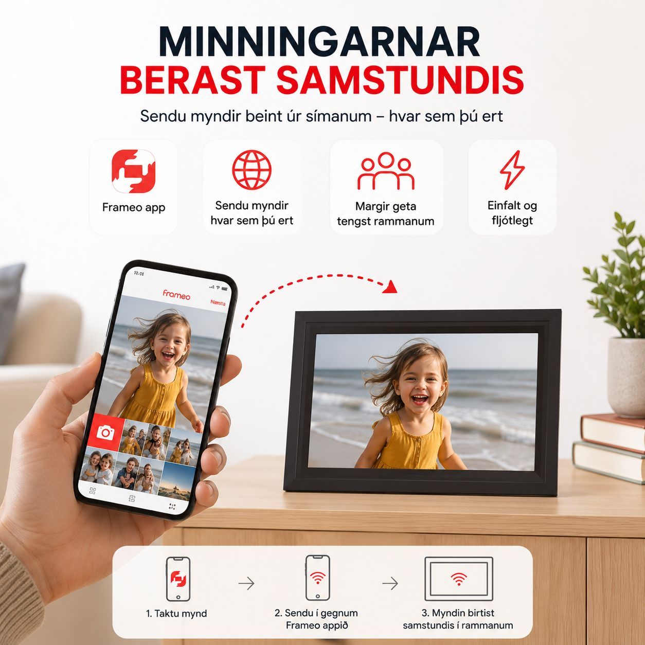 Stafrænn myndarammi 10.1'' / 3 litir