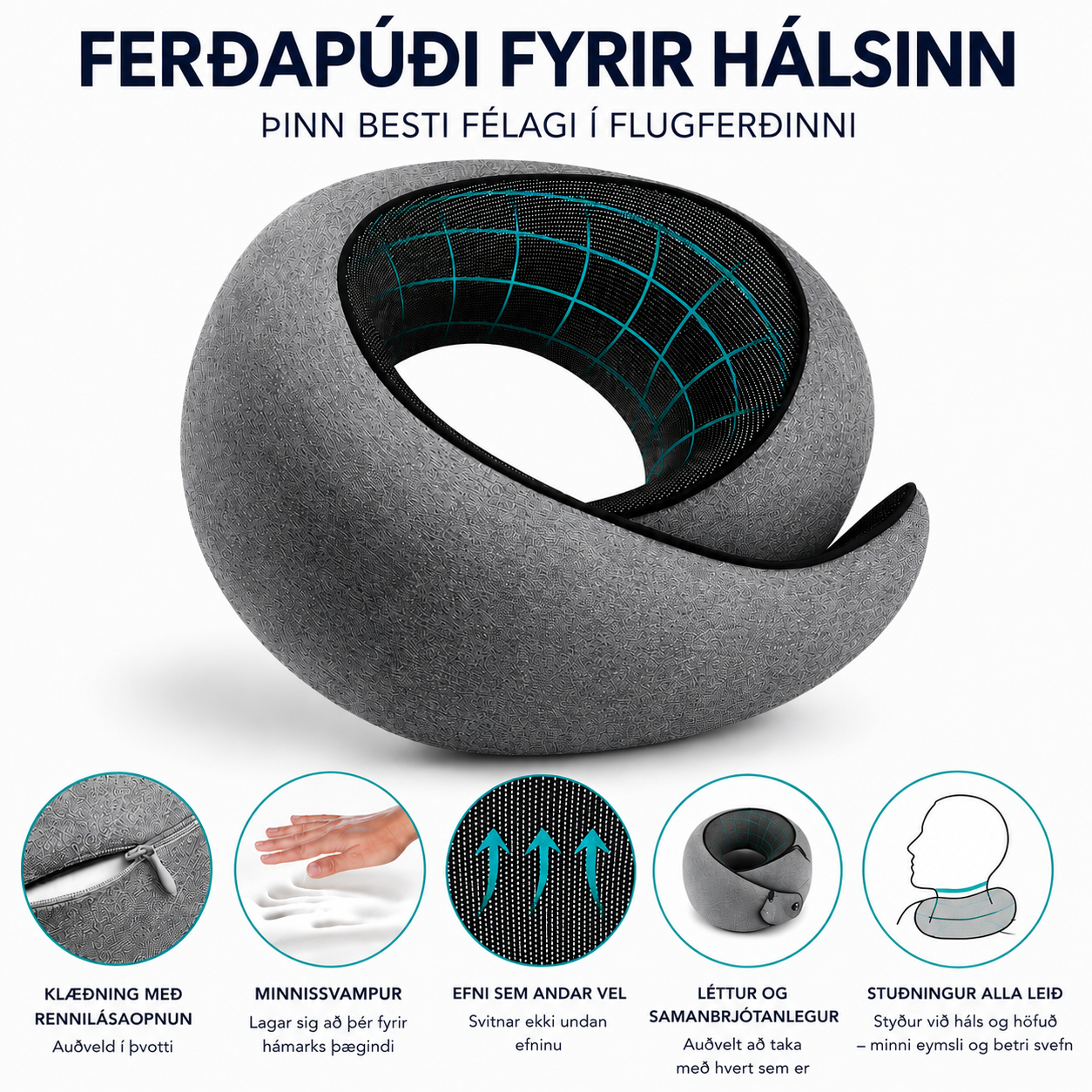 Ferðapúði / 3 litir