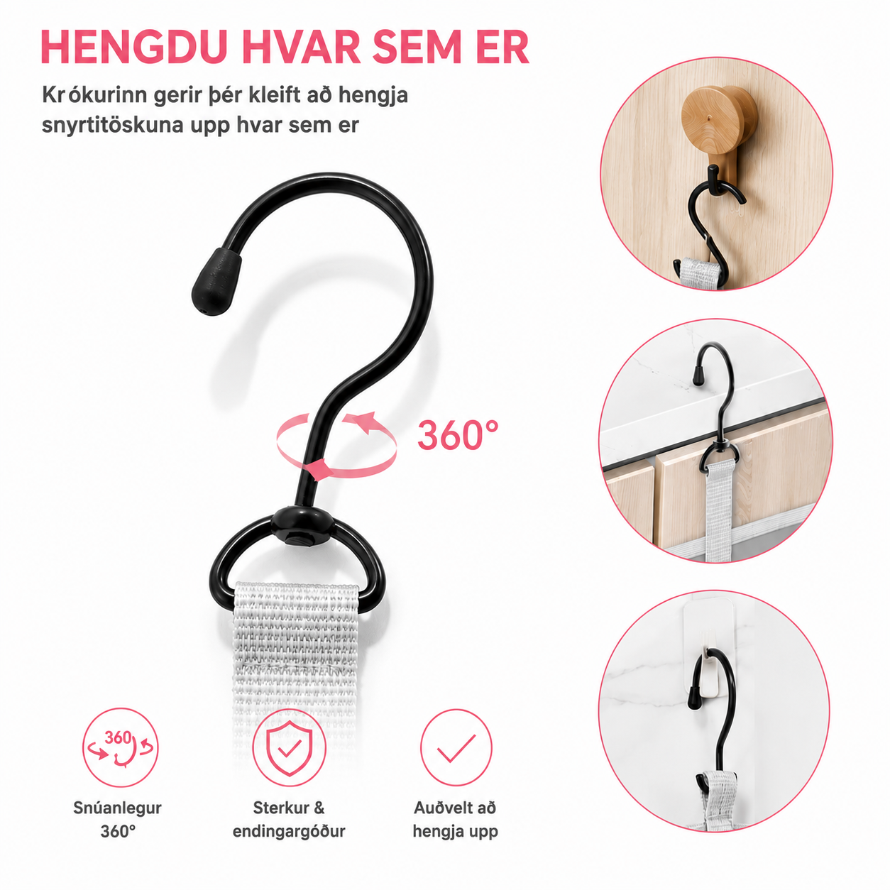 Snyrtitaska m/ þrefaldri opnun Nylon / 4 litir