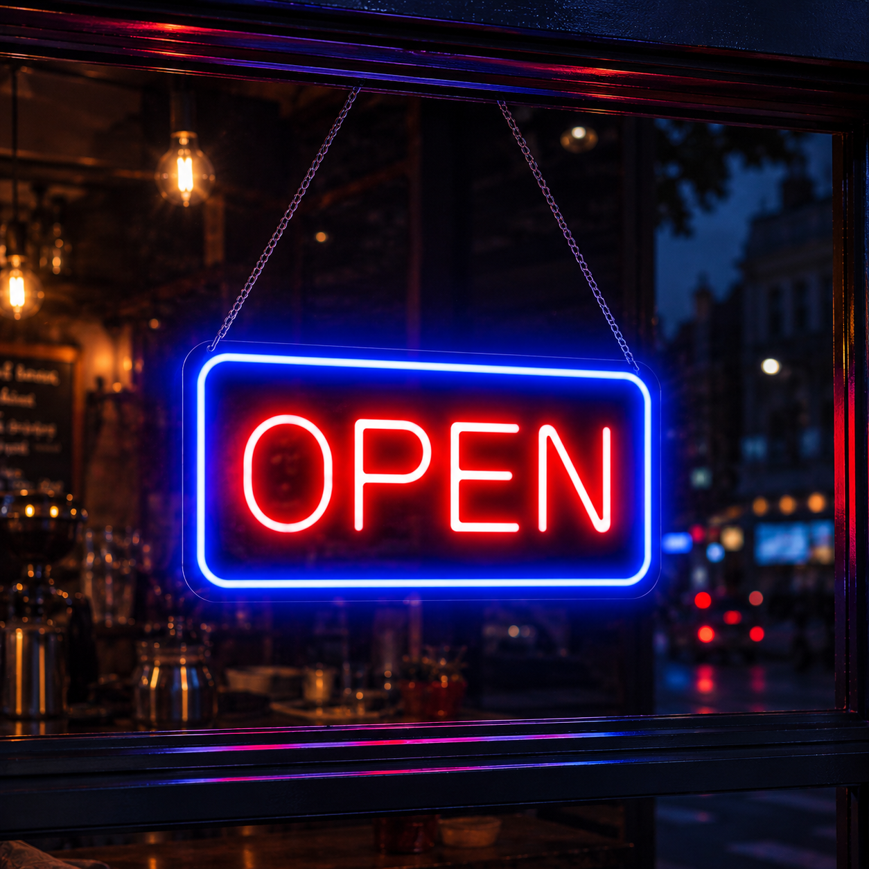 NEON LED 'Open' skilti (sjáðu myndbandið)