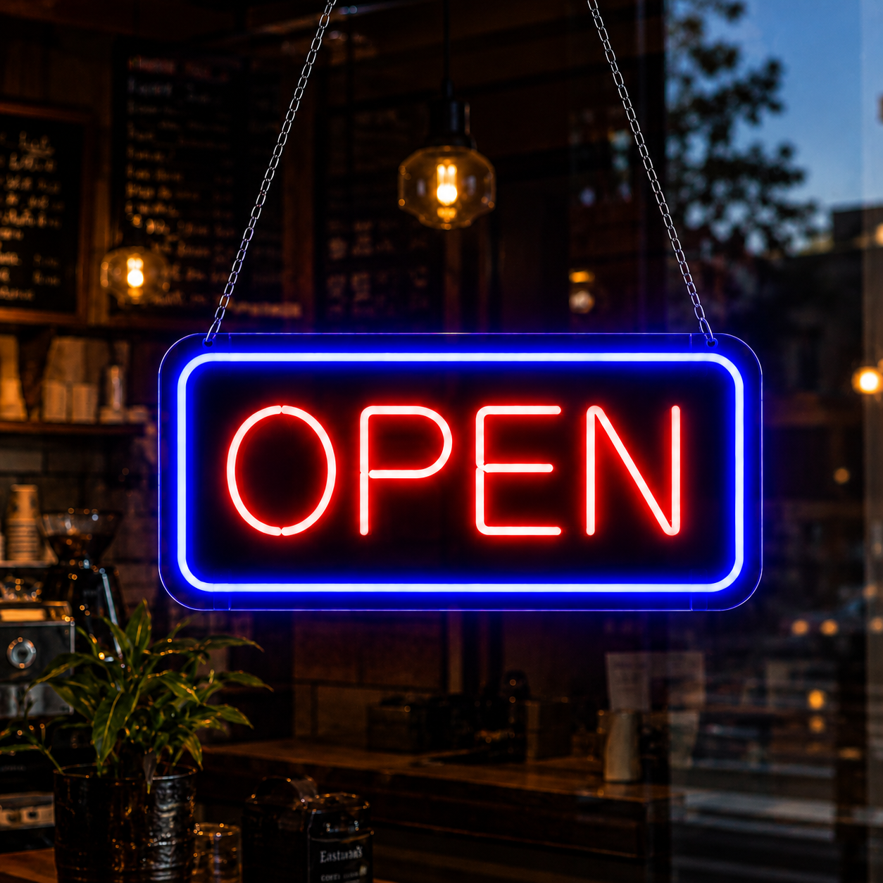 NEON LED 'Open' skilti (sjáðu myndbandið)