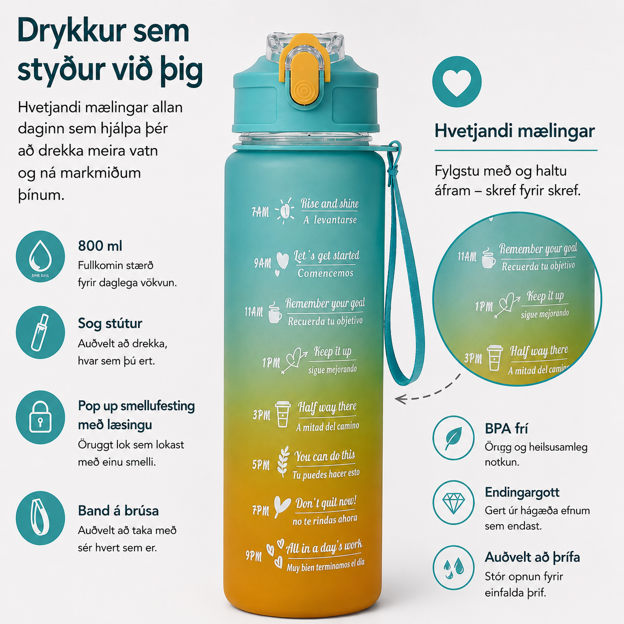 Vatnsbrúsi m/ talningu / 800ml