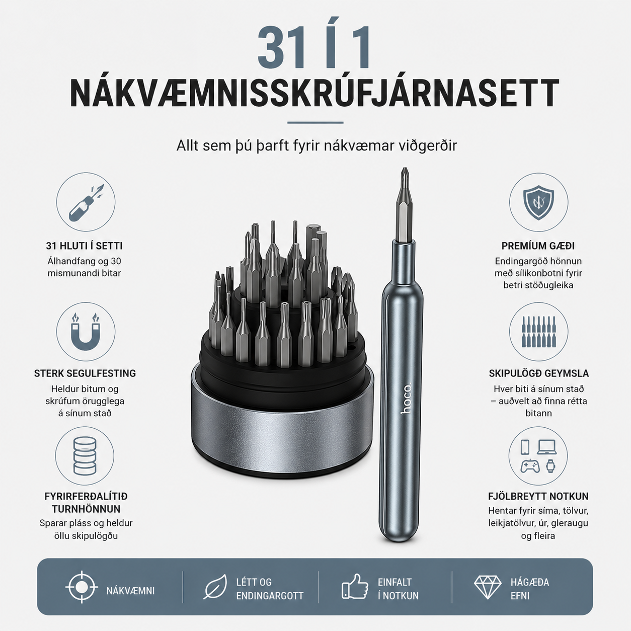 Hoco UT11 skrúfjárnasett f/ raftæki / 31 in 1