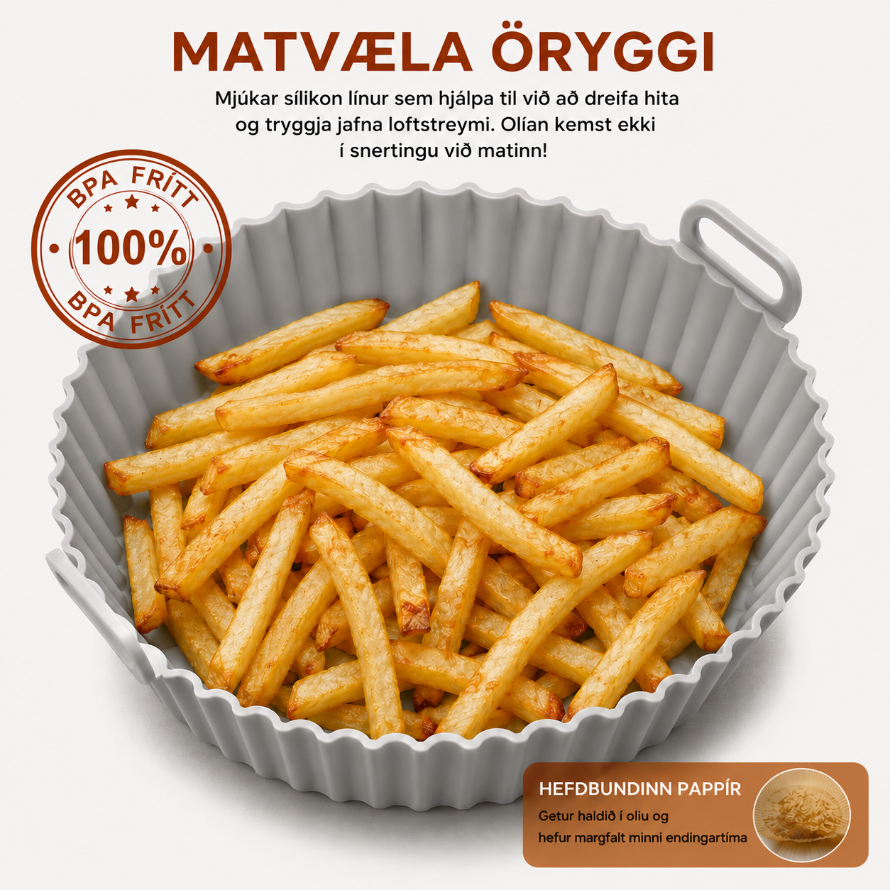 Air Fryer sílikon bakkar / 4 stærðir