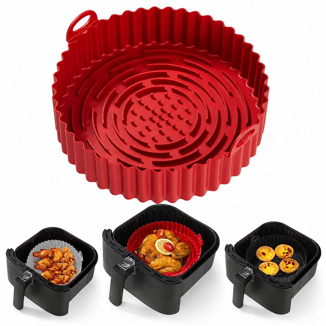 Air Fryer sílikon bakkar / 4 stærðir