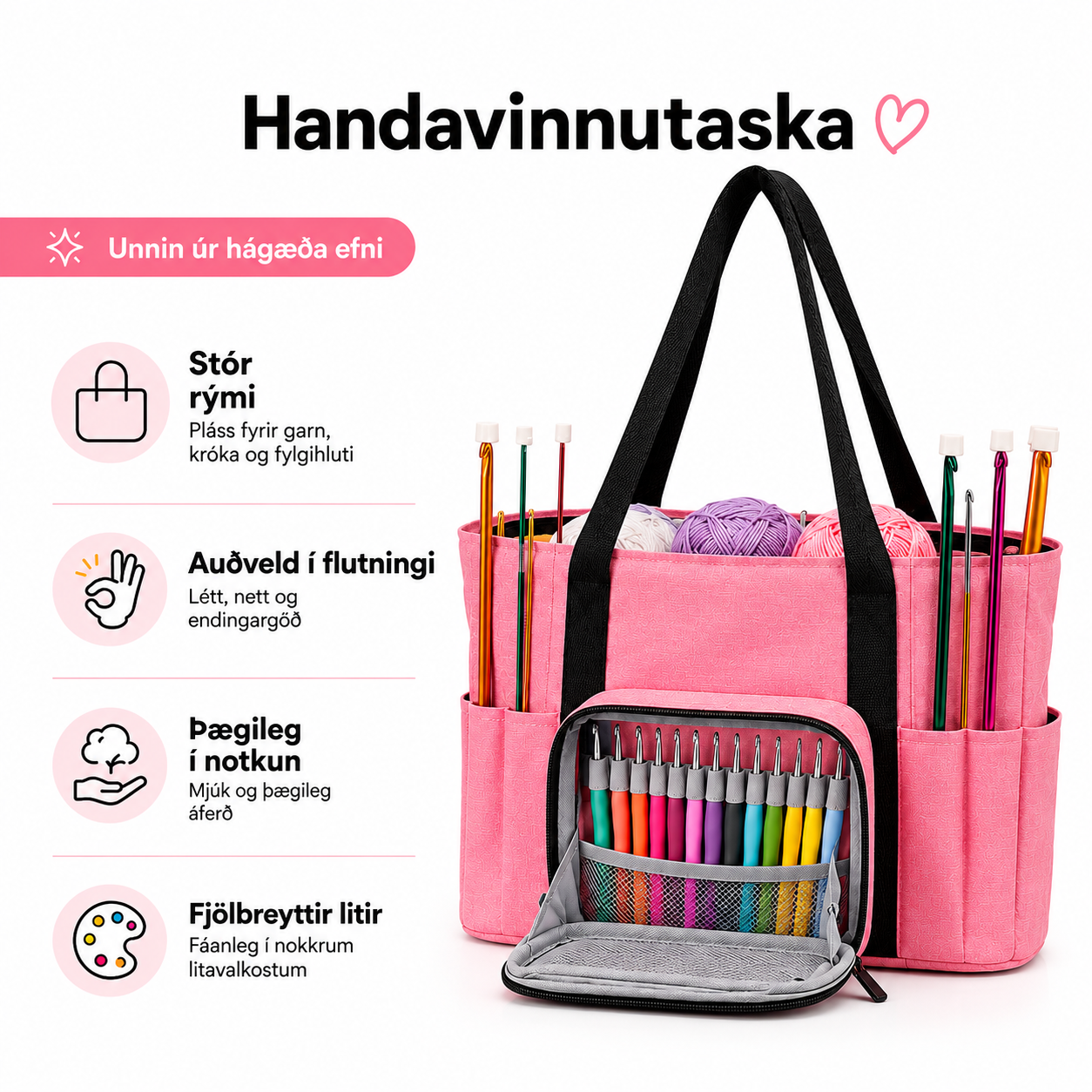 Prjónataska 40x28 / 3 litir