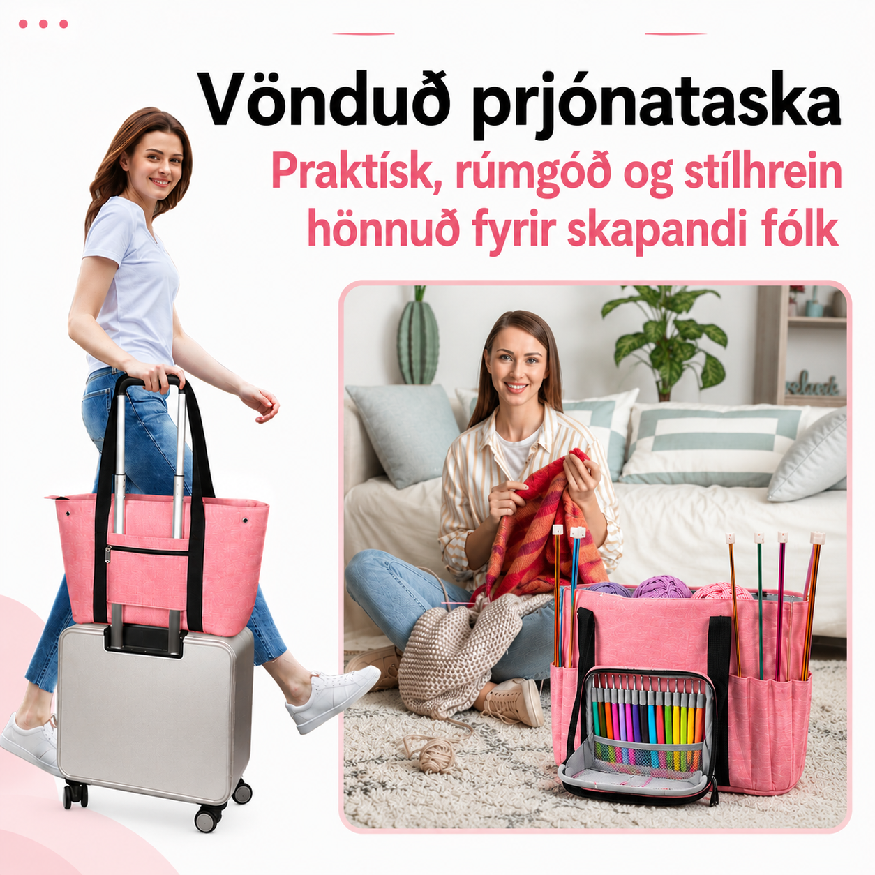 Prjónataska 40x28 / 3 litir