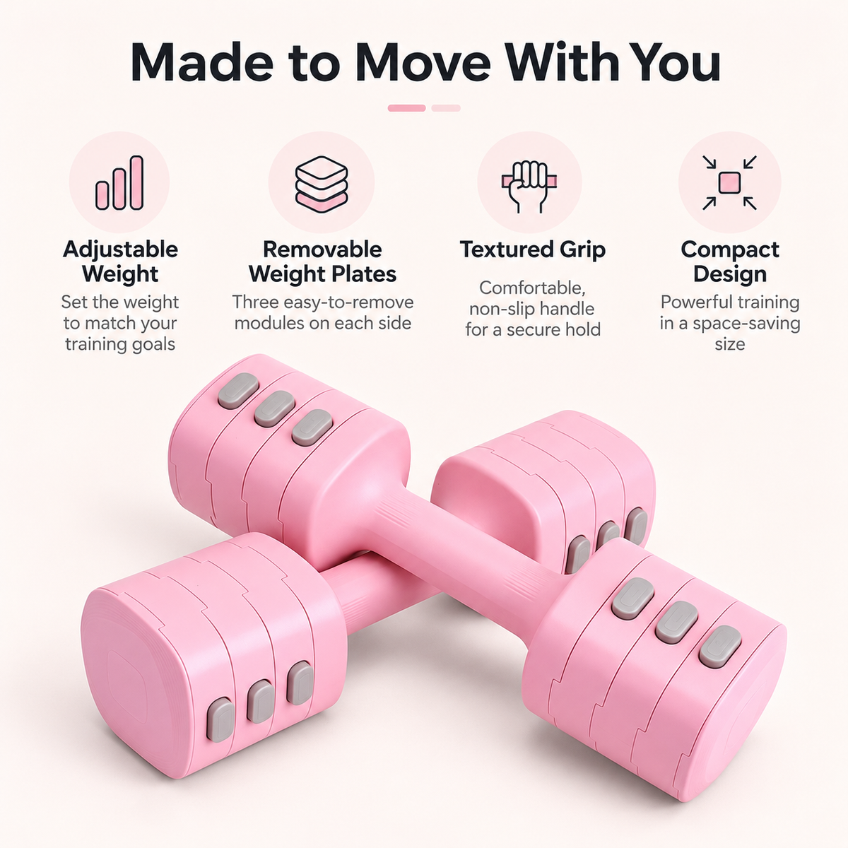Stillanleg handlóð / 750 gr - 2.5 kg / 2 stk // FORPÖNTUN
