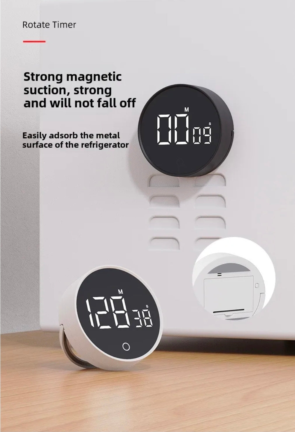 Tímamælir m/ segulfestingu