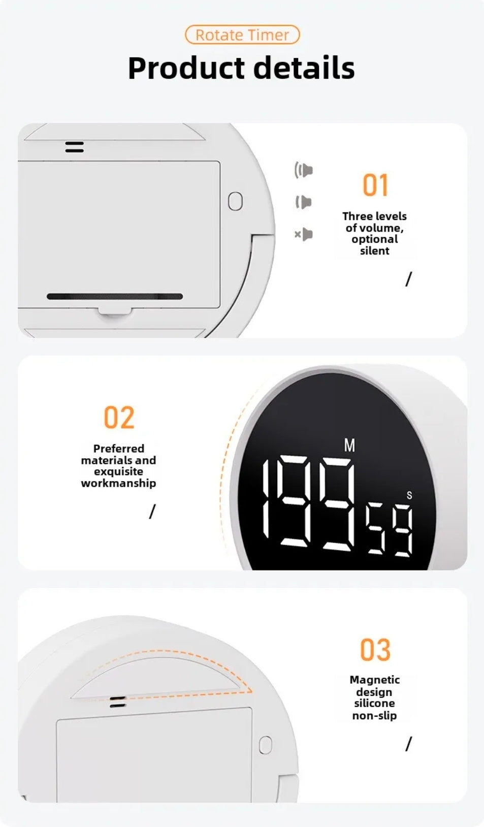 Tímamælir m/ segulfestingu