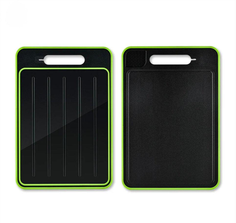 Tvíhliða skurðarbretti m/ afþýðingabakka 4 in 1