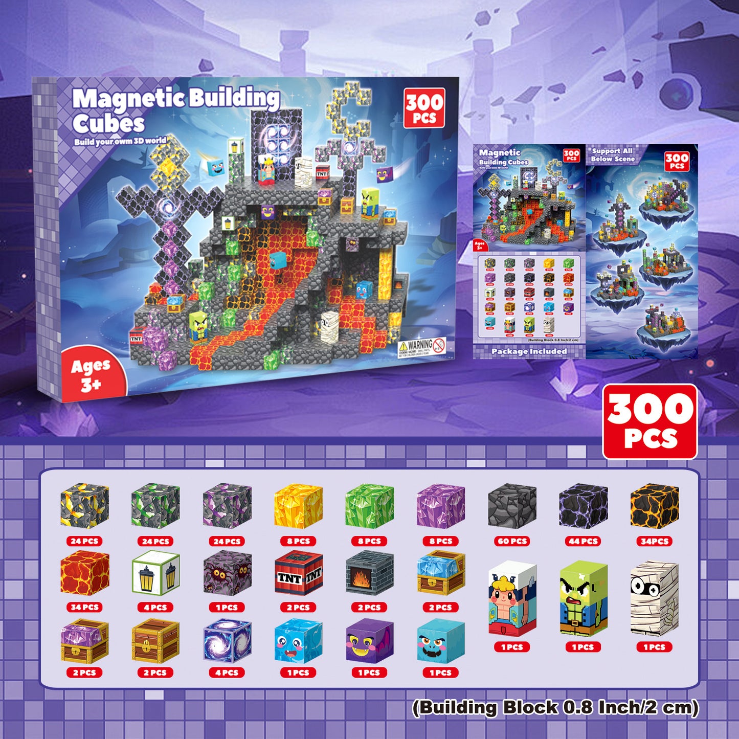 My World segulkubbar / 300 stk / Minecraft - Magma Cave // FORPÖNTUN