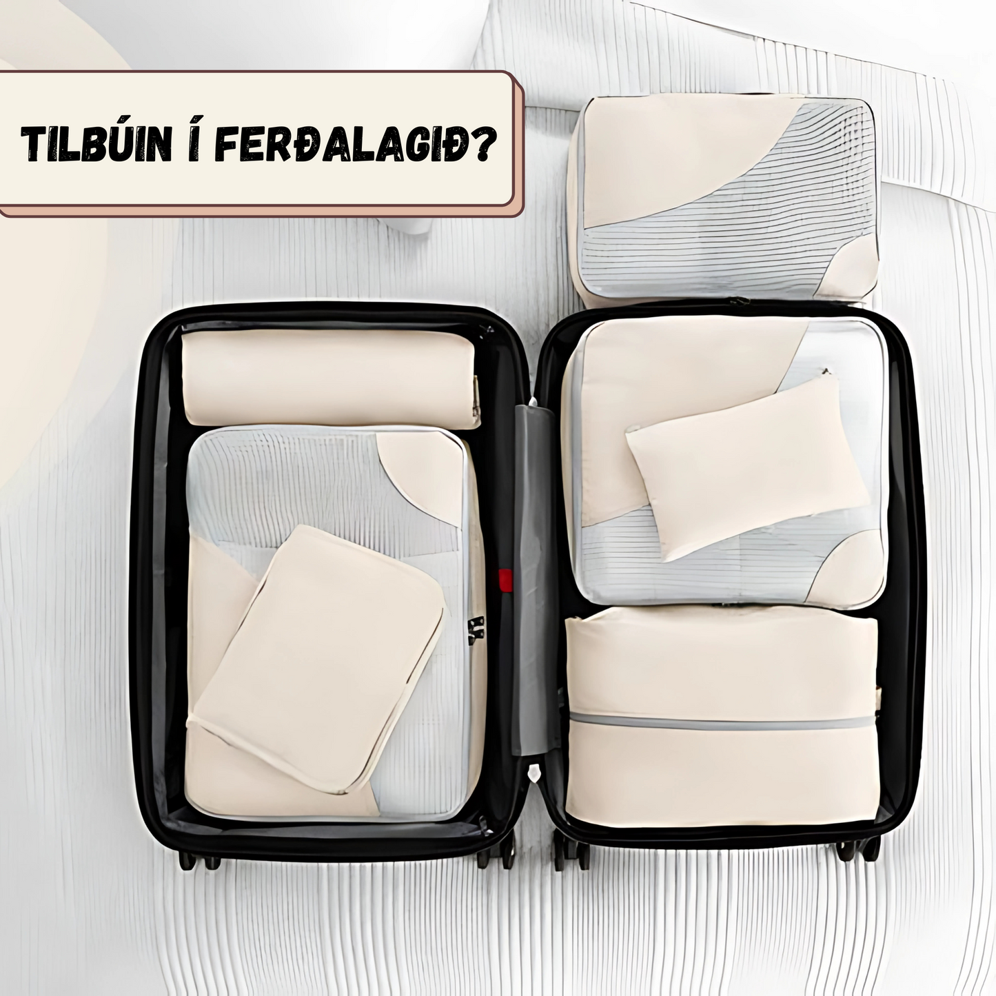 Ferðatöskusett / Ný útgáfa / 8 hólfa // 5 litir