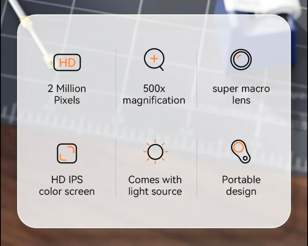 Smásjá m/ lýsingu & 500x stækkun / SD kort