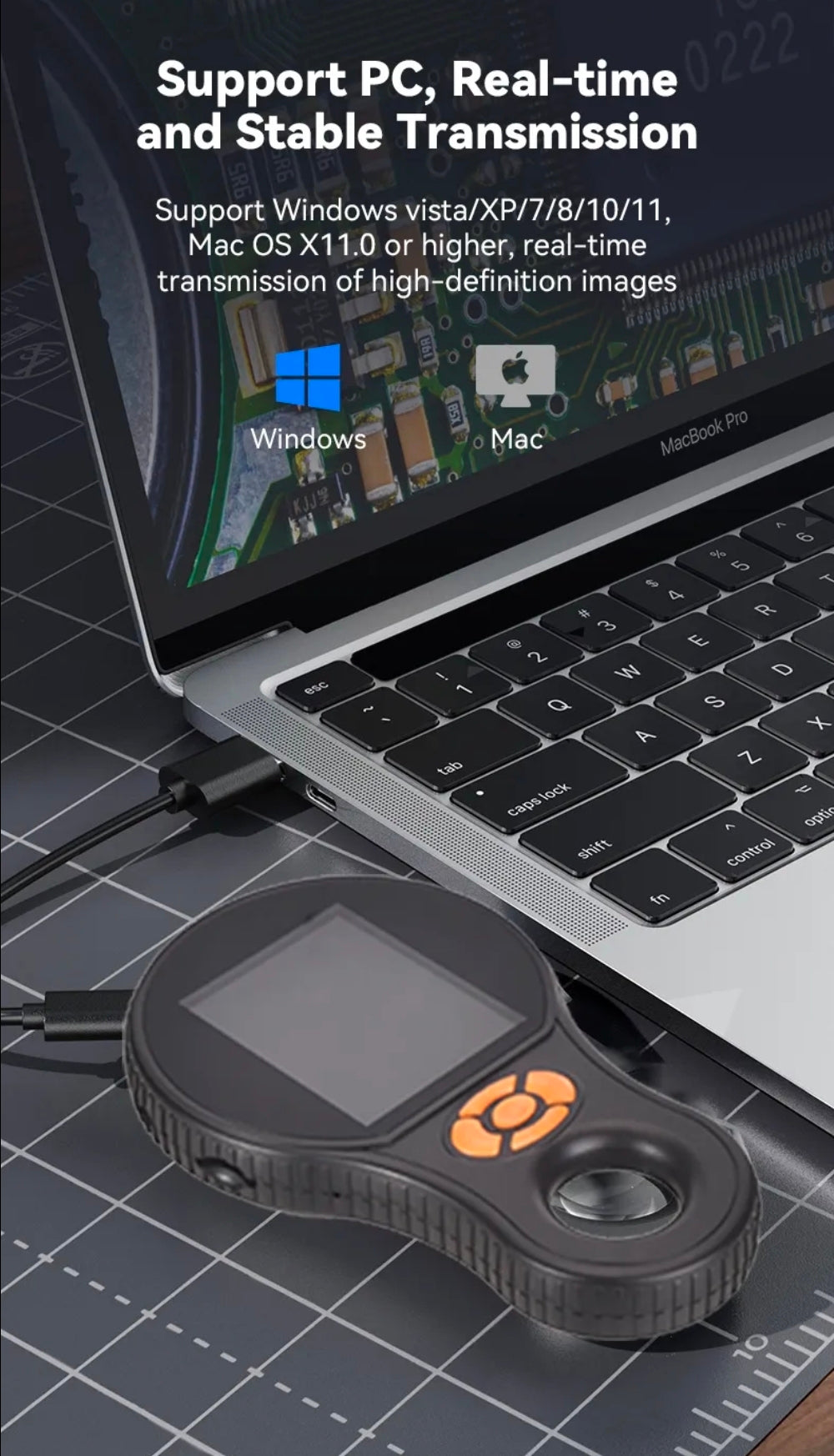 Smásjá m/ lýsingu & 500x stækkun / SD kort