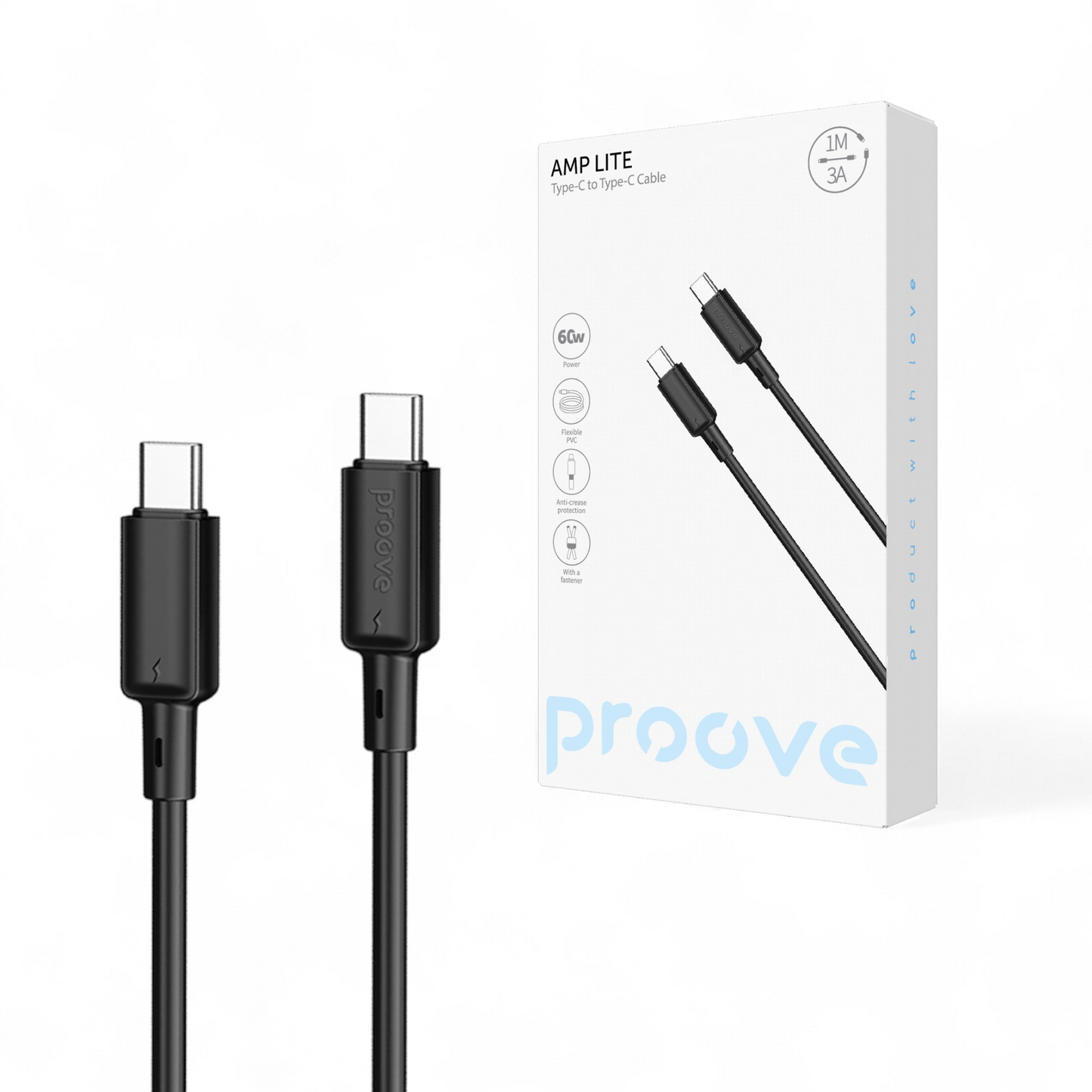Proove Amp Lite hleðslusnúra 60W / USB-C - USB-C