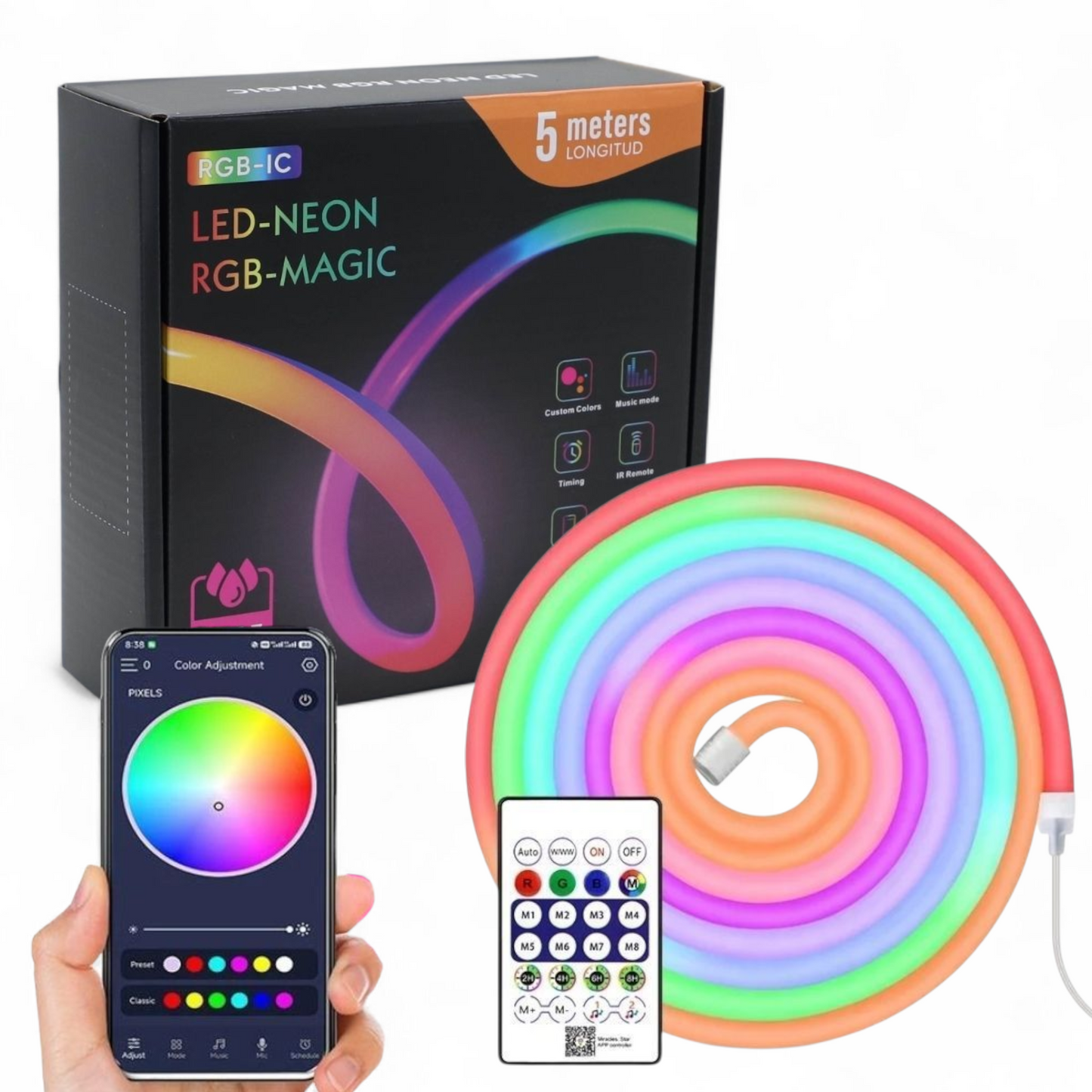 LED Neon RGBIC borði / 5-10 metra